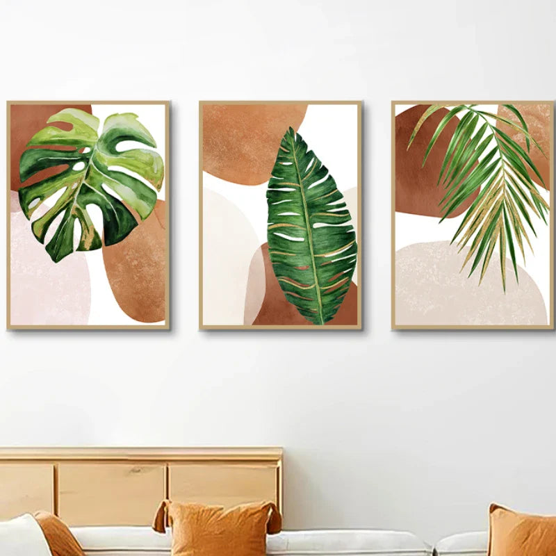 Boho Green Palm Leaves Canvas Print