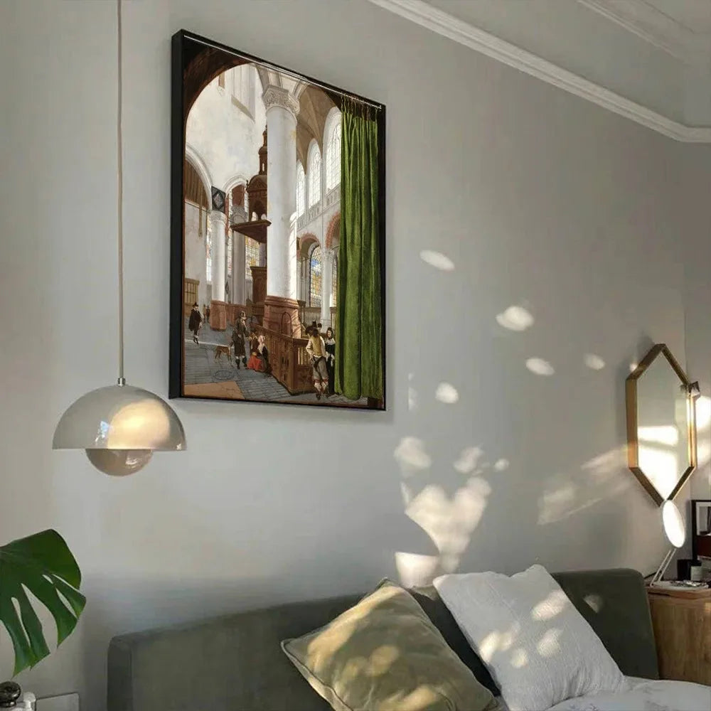 renaissance-style figures with architectural motifs vintage canvas wall art