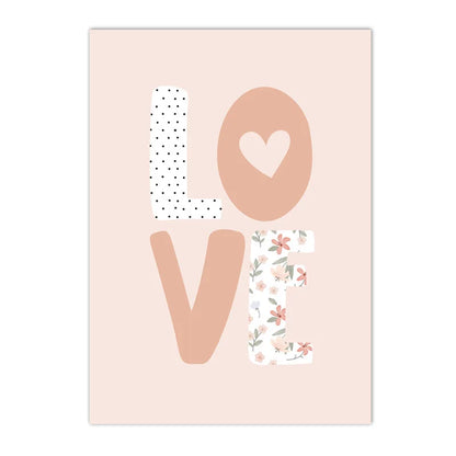 pink rainbow hearts sun and clouds nordic kids canvas