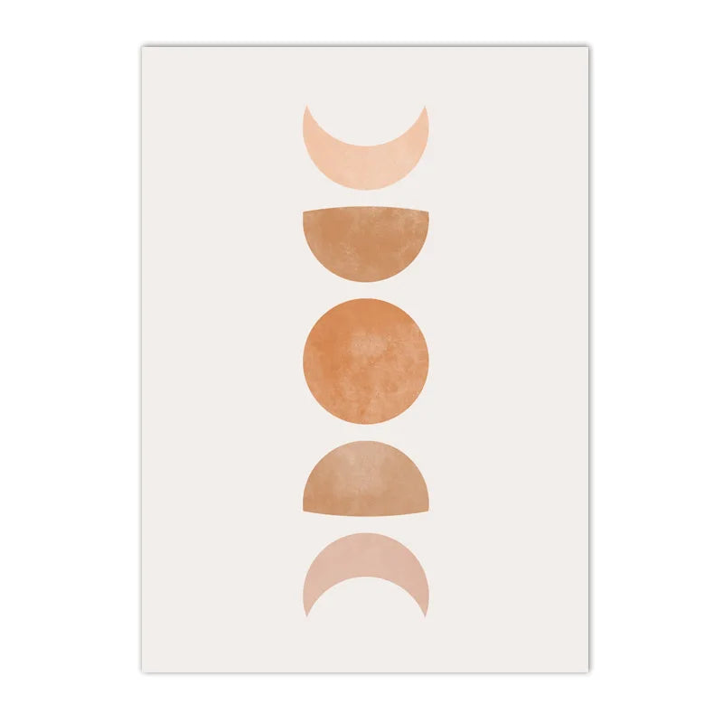 boho mid century abstract sun and moon nordic canvas