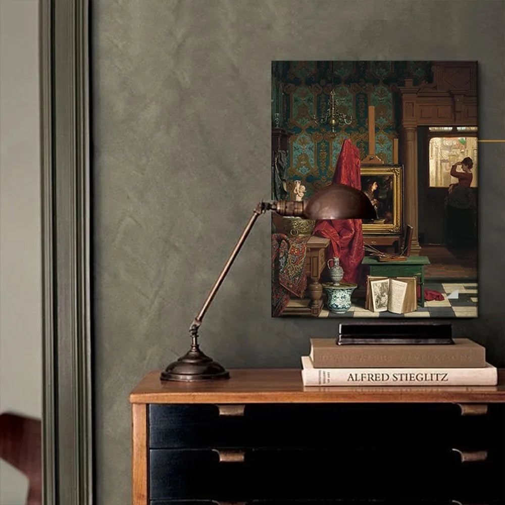 renaissance-style figures with architectural motifs vintage canvas wall art