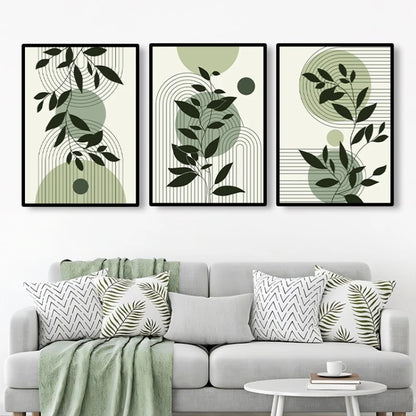 Abstract Geometric Shape & Leaves Canvas