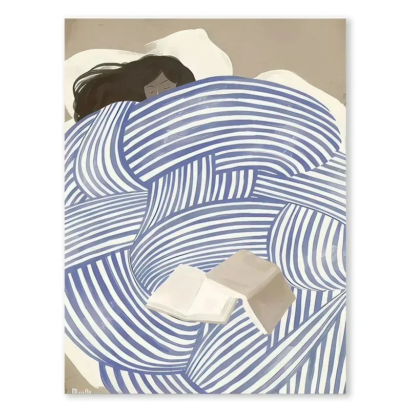 Nordic Abstract Blue Silhouette Canvas