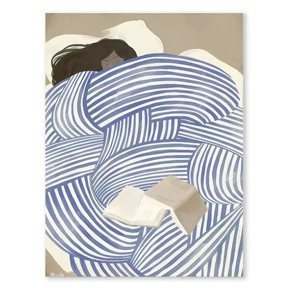 Nordic Abstract Blue Silhouette Canvas