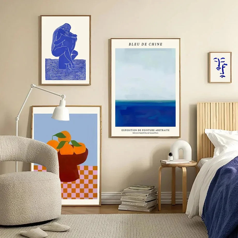 Nordic Abstract Blue Silhouette Canvas