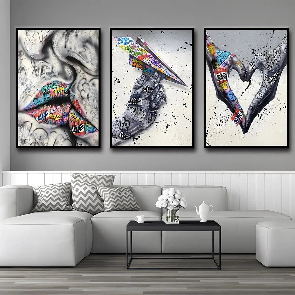 Street Graffiti Gestures Canvas Wall Art