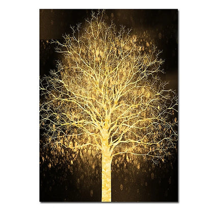 Luxury gold tree metallic canvas wall art