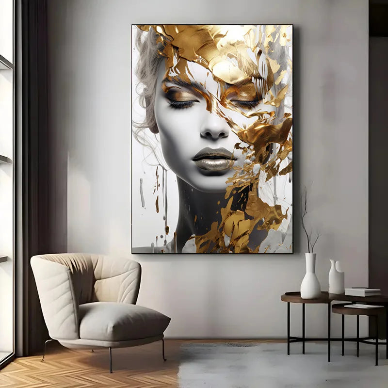 modern abstract portrait of a woman’s face unframed canvas