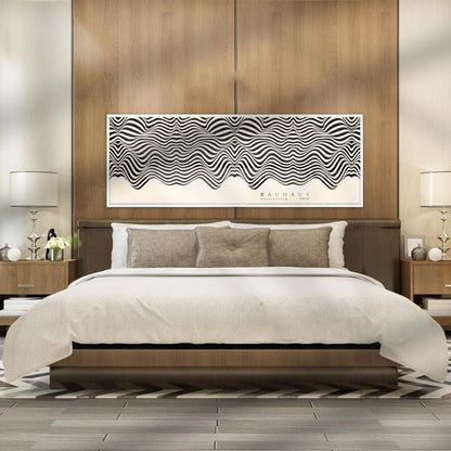 large frameless minimalist black beige bauhaus line canvas