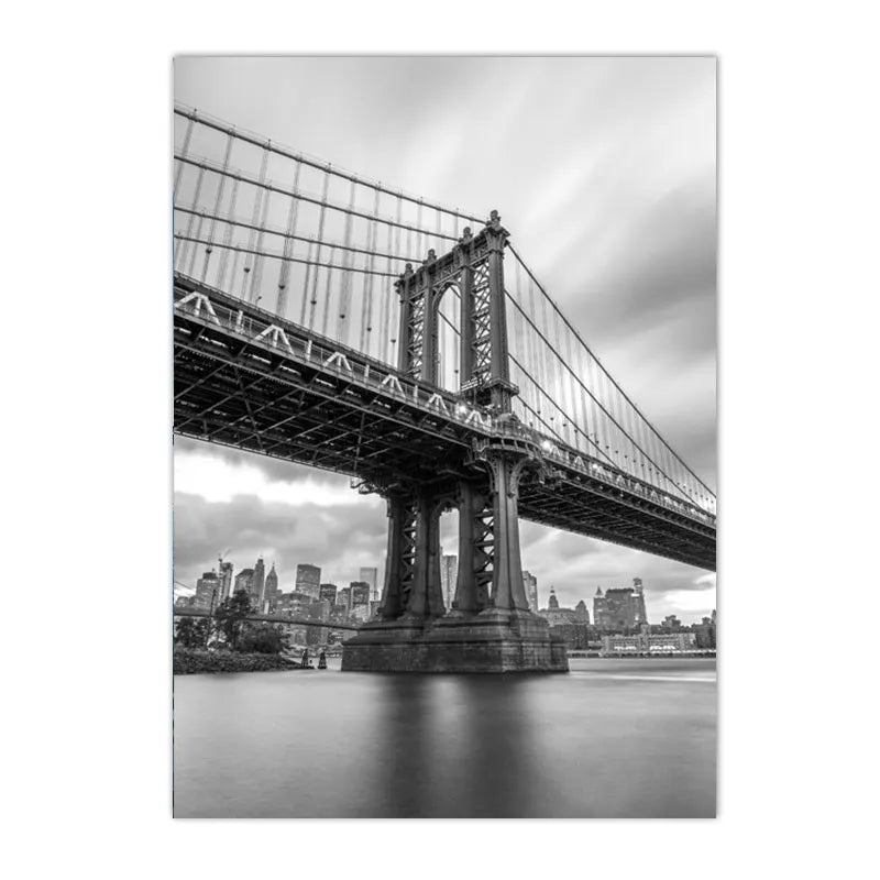 black and white new york themed still life canvas with guitar and camera