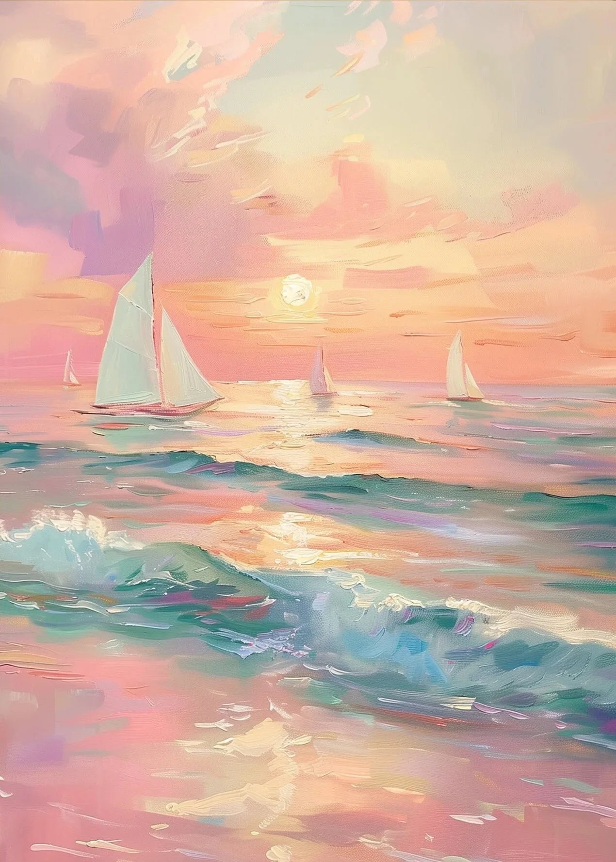 pink horse standing at coastal beach boho canvas print