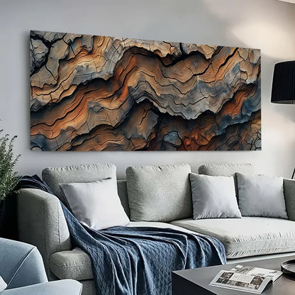 frameless modern abstract canvas with bark texture effect