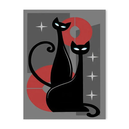 Colourful Black Cat Scenery Abstract Canvas