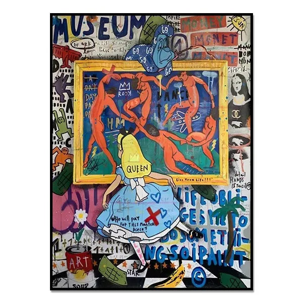 Graffiti Mona Lisa Starry Night Canvas Print