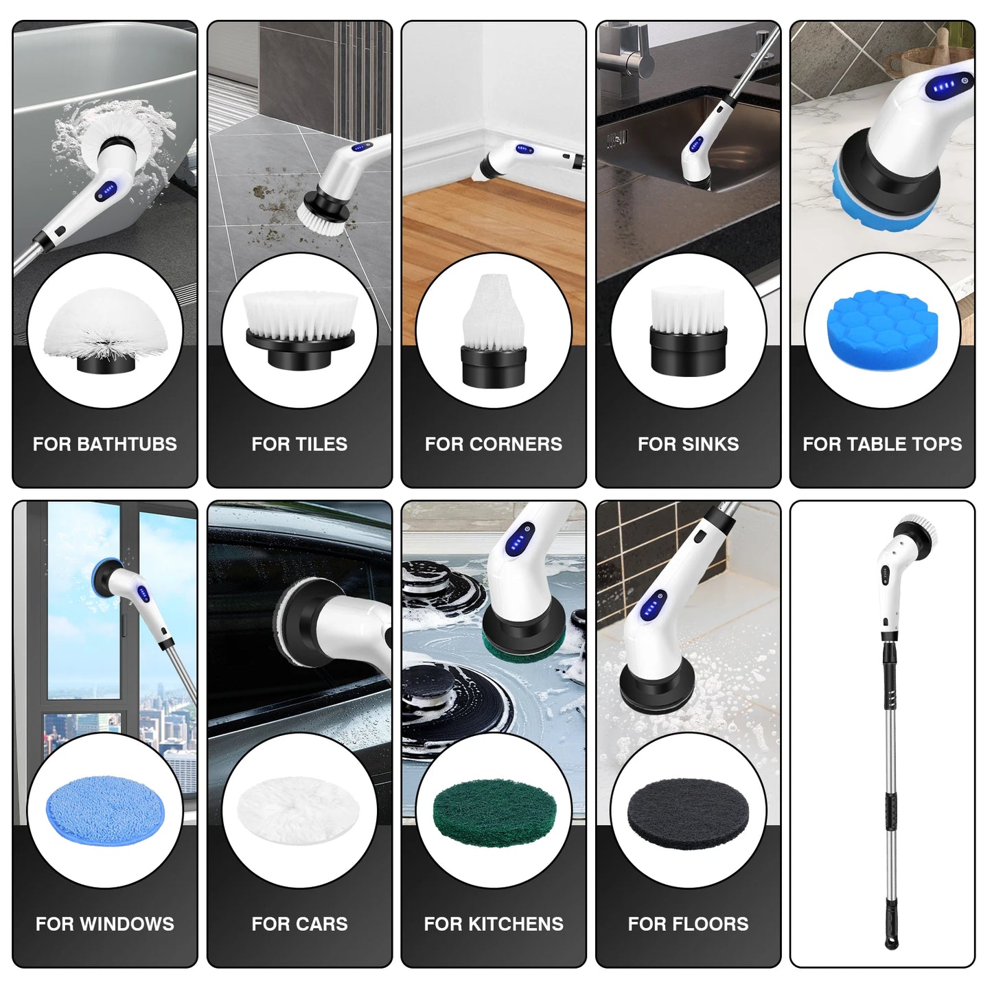 DayPlus 10-in-1 Cordless Electric Cleaning Brush