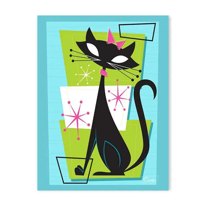 Colourful Black Cat Scenery Abstract Canvas