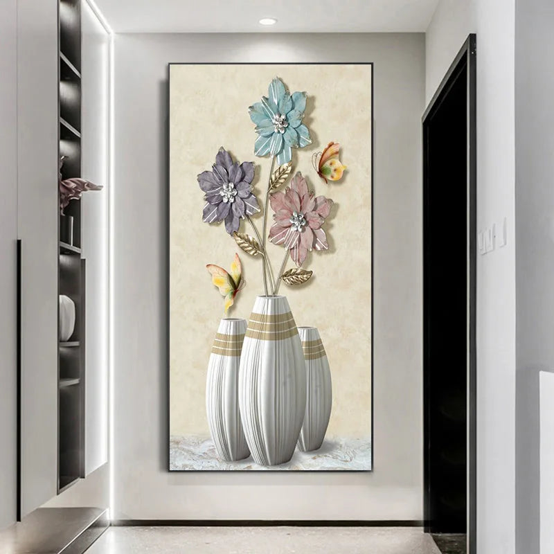 retro chinese style butterfly and flower vintage canvas print