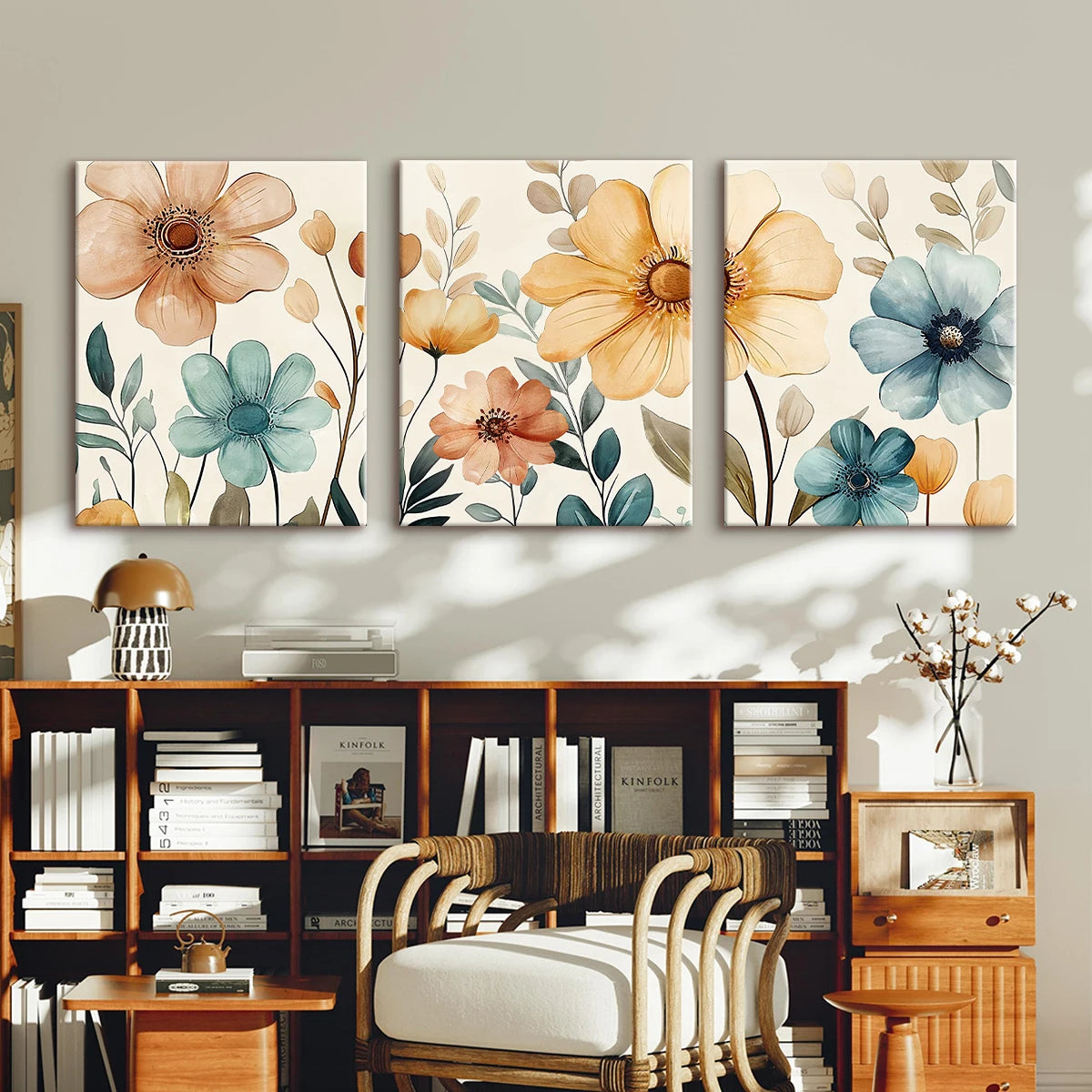 Colorful Summer Flowers Canvas Print - Set Of 3