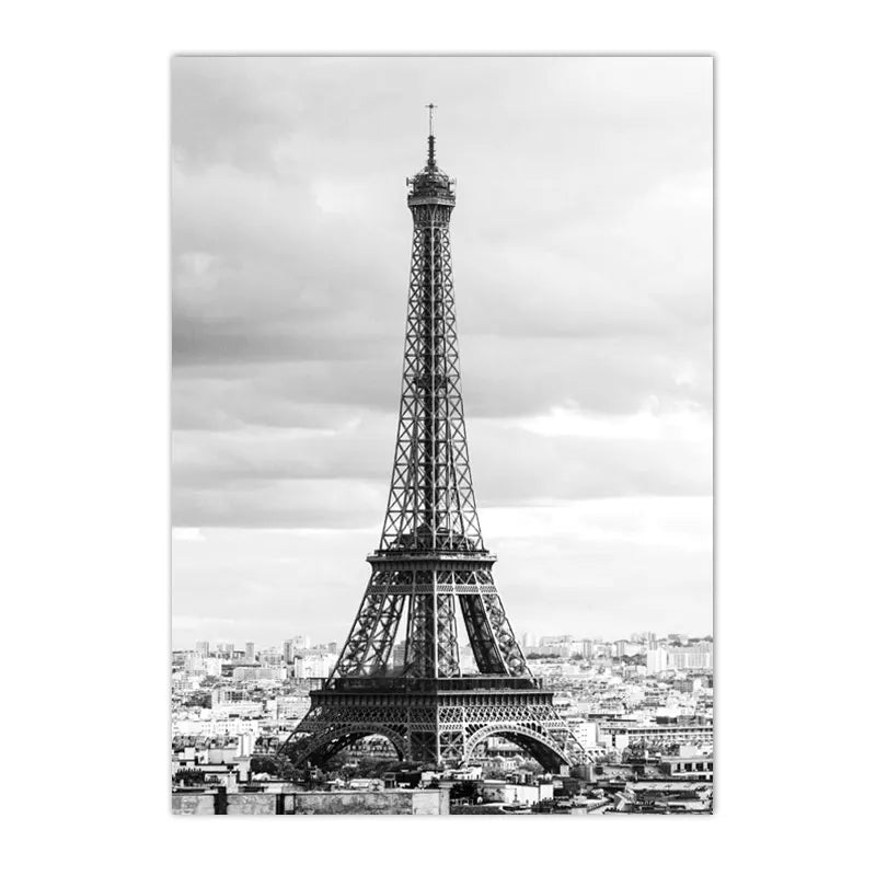black and white cityscapes of new york and paris with bridges on canvas