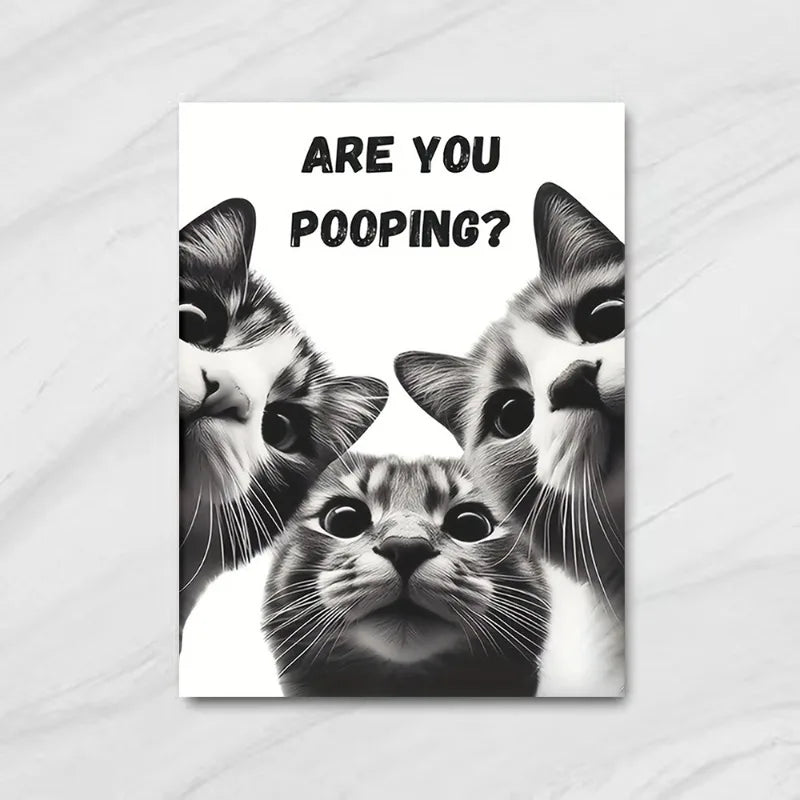 funny bathroom cat are you pooping frameless canvas
