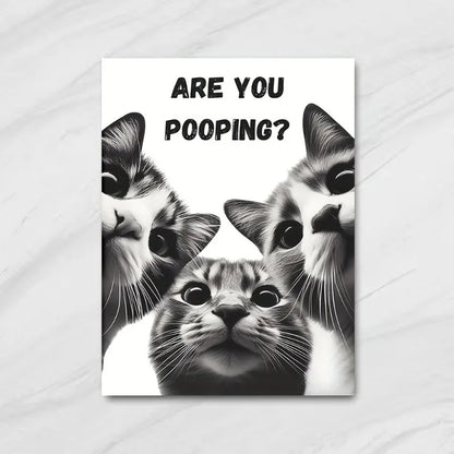 funny bathroom cat are you pooping frameless canvas
