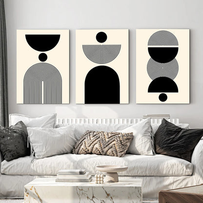 Scandinavian Abstract Geometric Canvas - Set Of 3