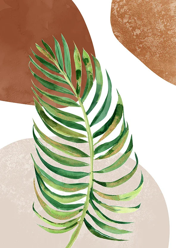 Boho Green Palm Leaves Canvas Print