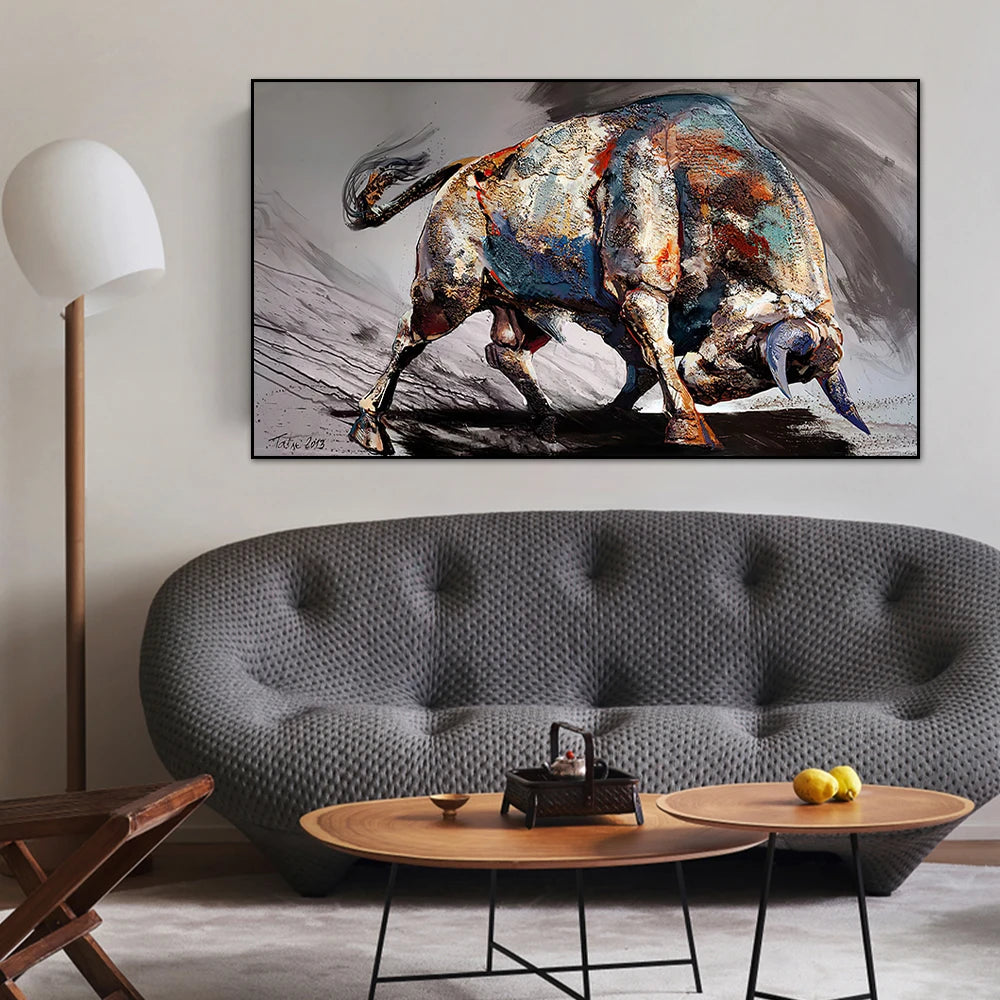Abstract Colorful Bull Canvas Print