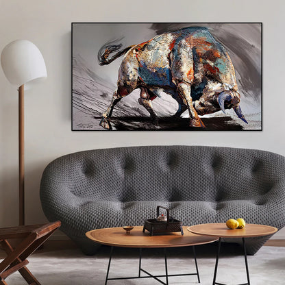 Abstract Colorful Bull Canvas Print