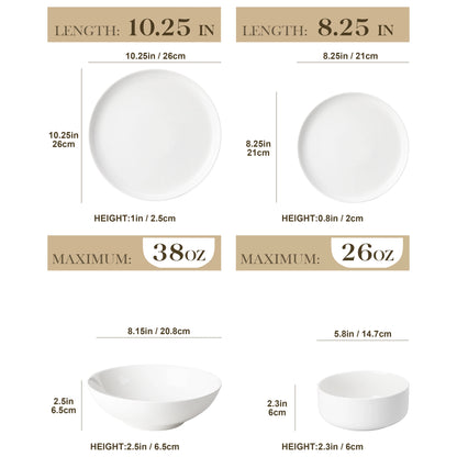 MALACASA Ceramic Porcelain Dinnerware  - Set Of 24