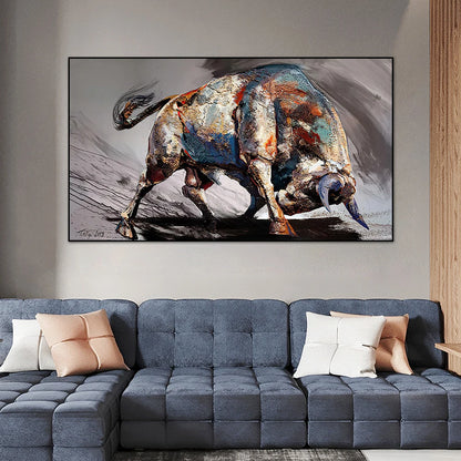 Abstract Colorful Bull Canvas Print