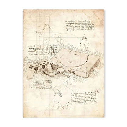 Vintage Sketch Gaming Blueprint Prints Collection