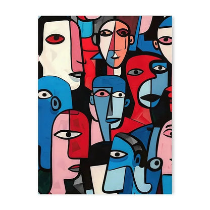 Geometric mosaic human face abstract canvas wall art