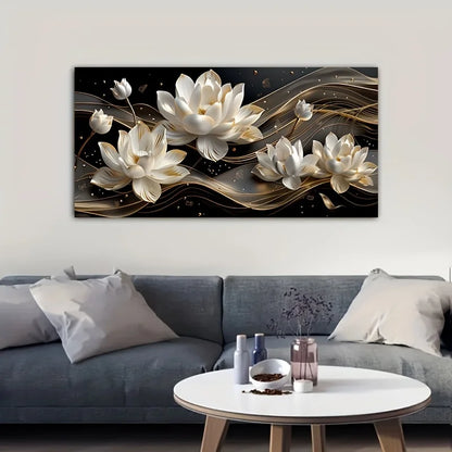 tall frameless white lotus minimalist canvas 60x120