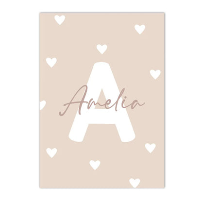 beige cartoon sunflower nursery canvas with custom name