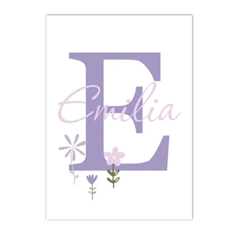 purple floral butterfly nursery canvas with custom baby name