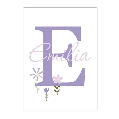 purple floral butterfly nursery canvas with custom baby name