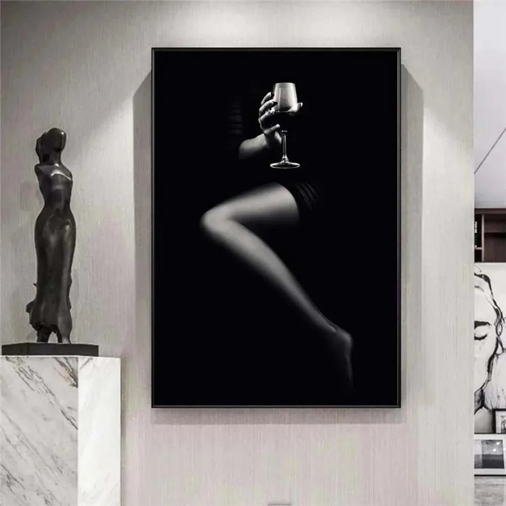 tasteful black and white nude figure canvas wall art