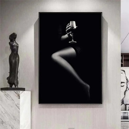 tasteful black and white nude figure canvas wall art