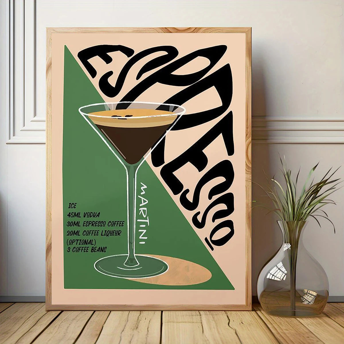 Vintage cocktail alphabet retro bar canvas wall art