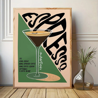 Vintage cocktail alphabet retro bar canvas wall art