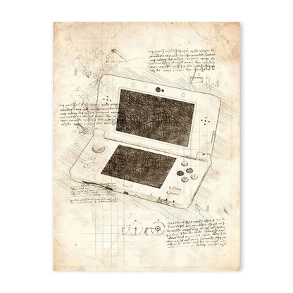 Vintage Sketch Gaming Blueprint Prints Collection