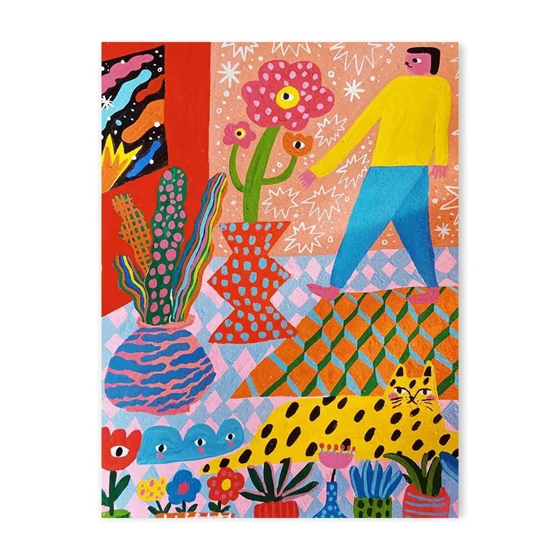 Abstract Colorful Graffiti Cherry Flower Canvas