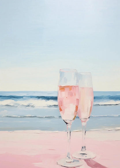 pink horse standing at coastal beach boho canvas print