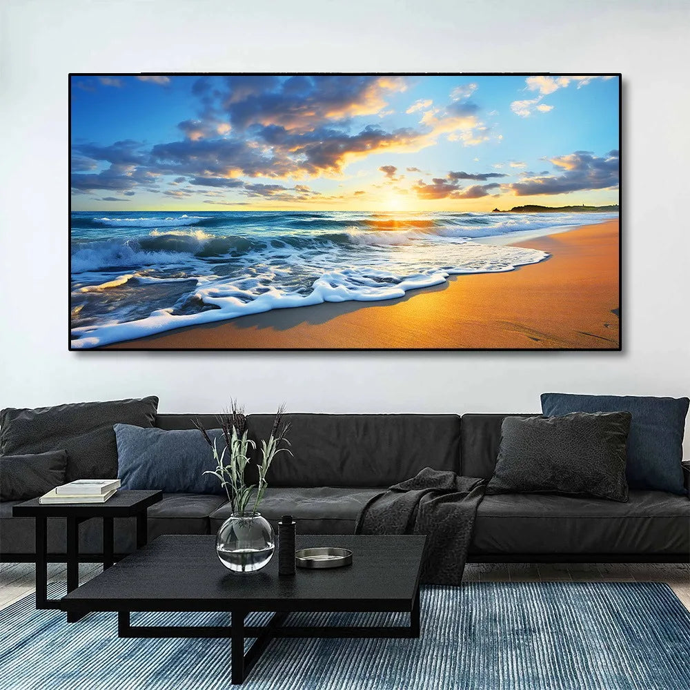 coastal canvas of ocean waves at sunrise and sunset