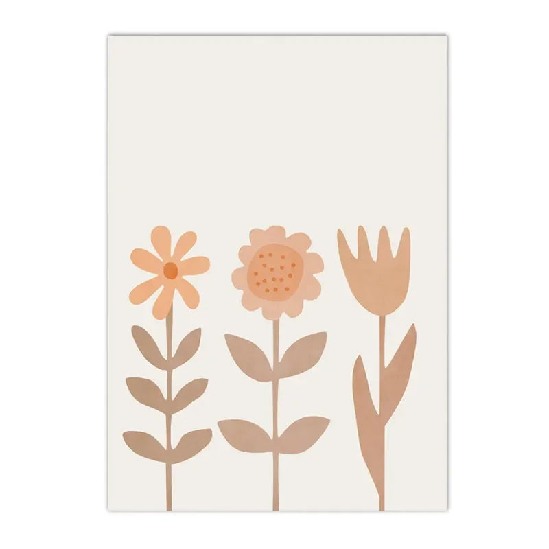 boho sun and rainbow with deer kids canvas wall art