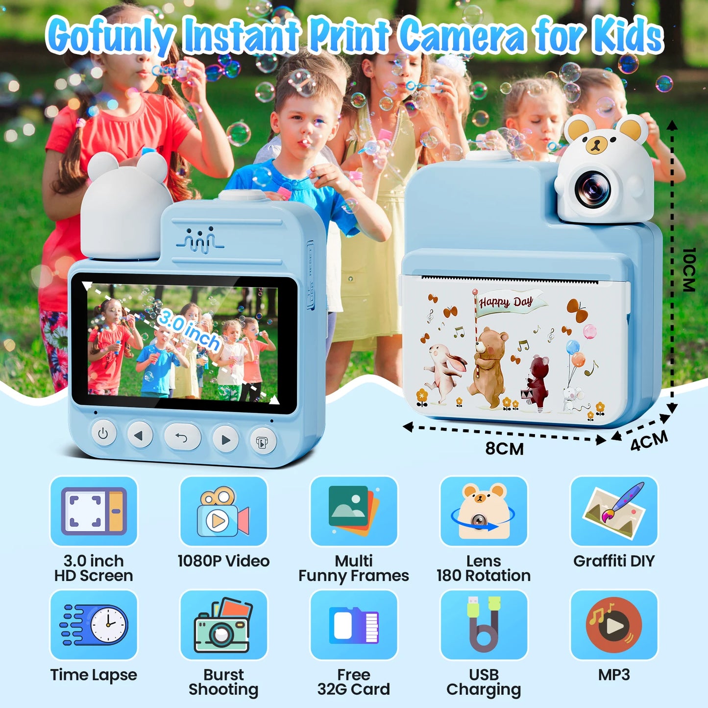 Kids Cute Animal Instant Print Camera