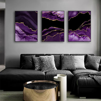 Black, Purple & Gold Abstract Canvas Print