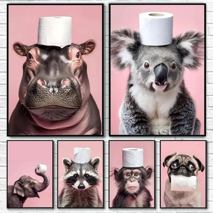 Cute Animals Toilet Paper Canvas