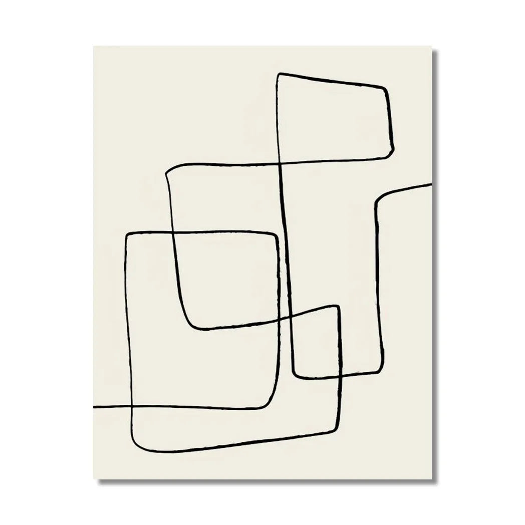 Bohemian Beige & Black Abstract Canvas Print